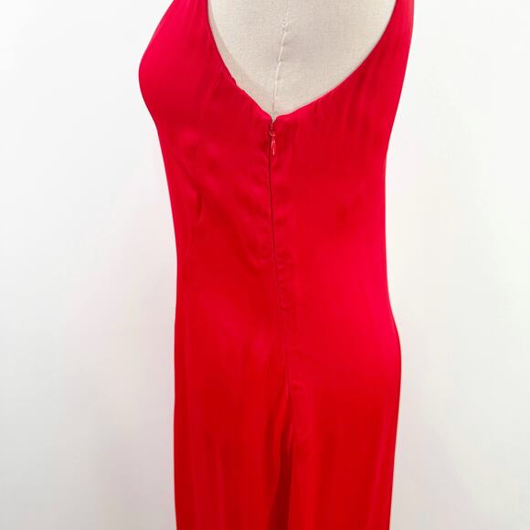 & Other Stories Satin Dress Red Midi Bias Cut Slip Party Holiday Cocktail Size 2 - Picture 6 of 15